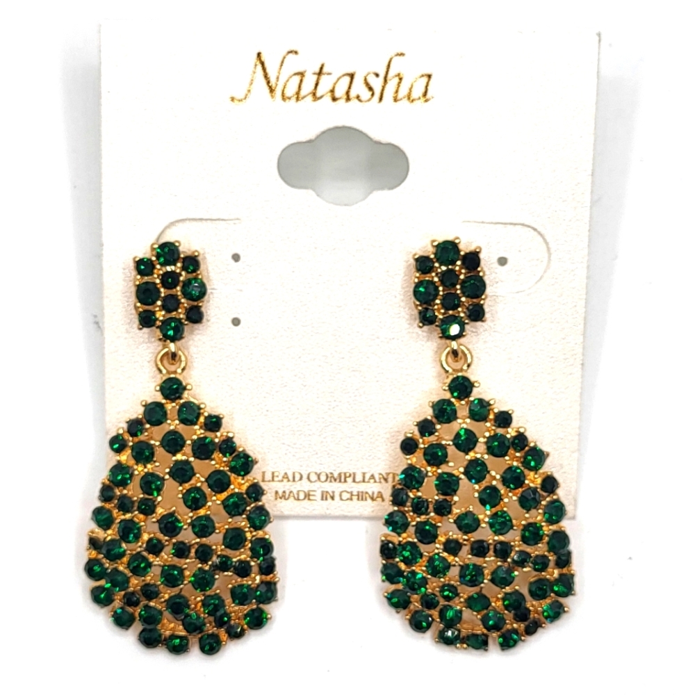 Couture Green and Gold Teardrop Earrings